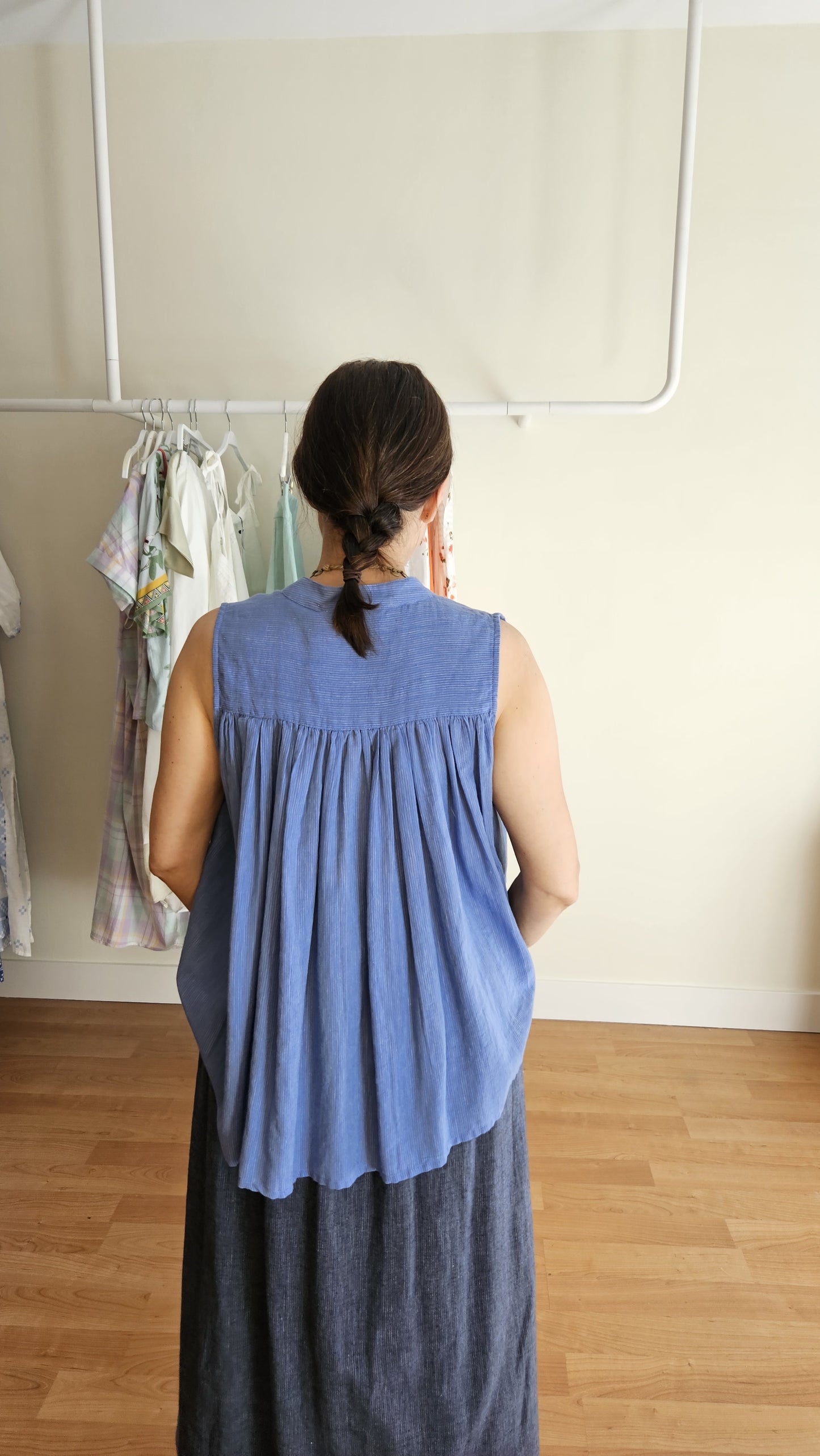 Camisa Azul Microrayas