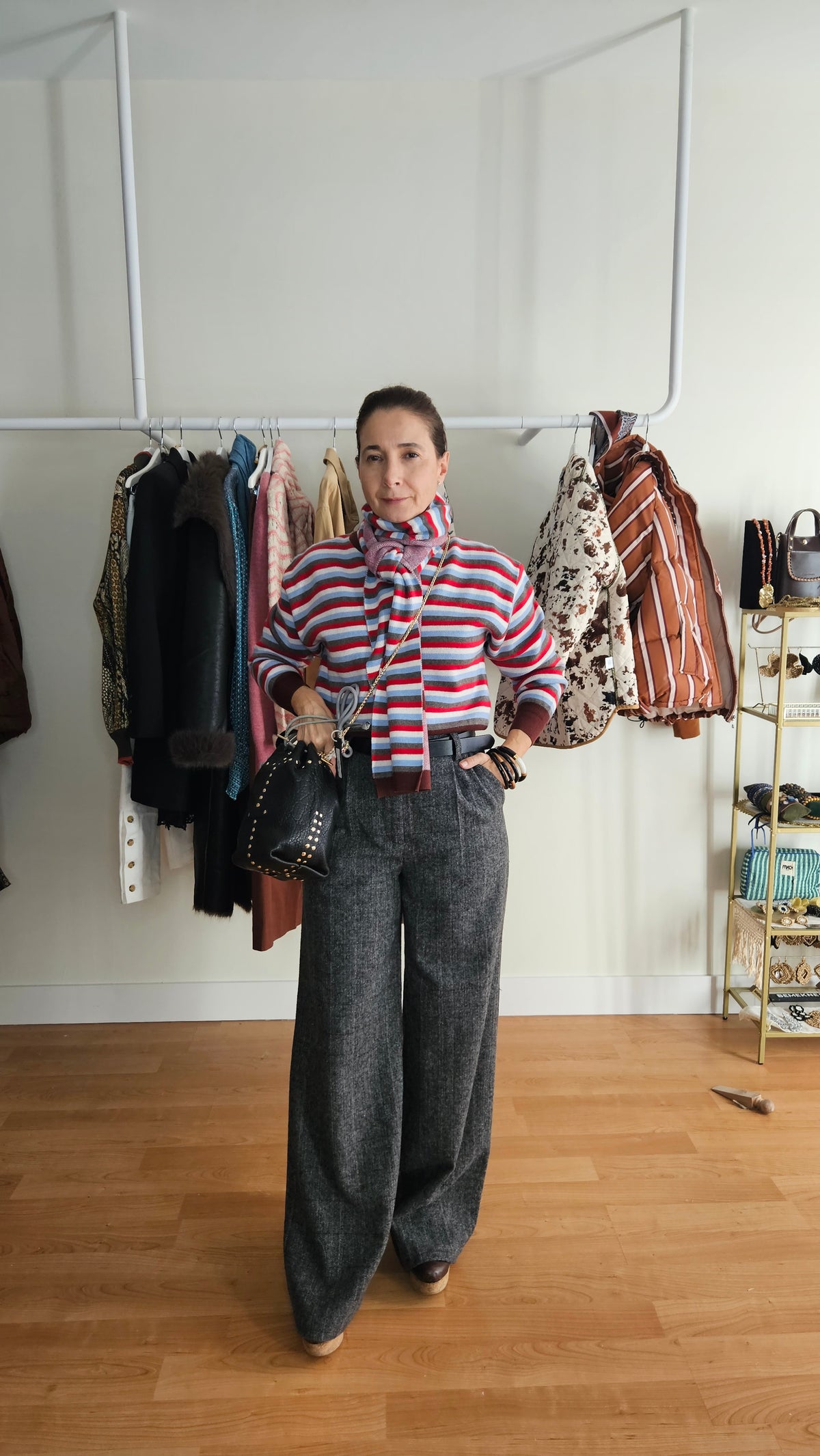 Set Cardigan y Bufanda Rayas