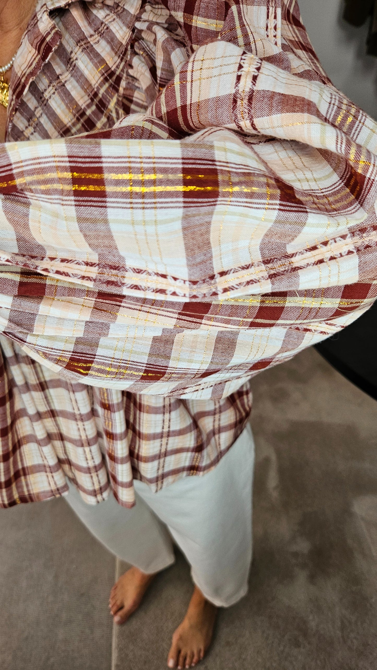 Camisa Cuadros Oro