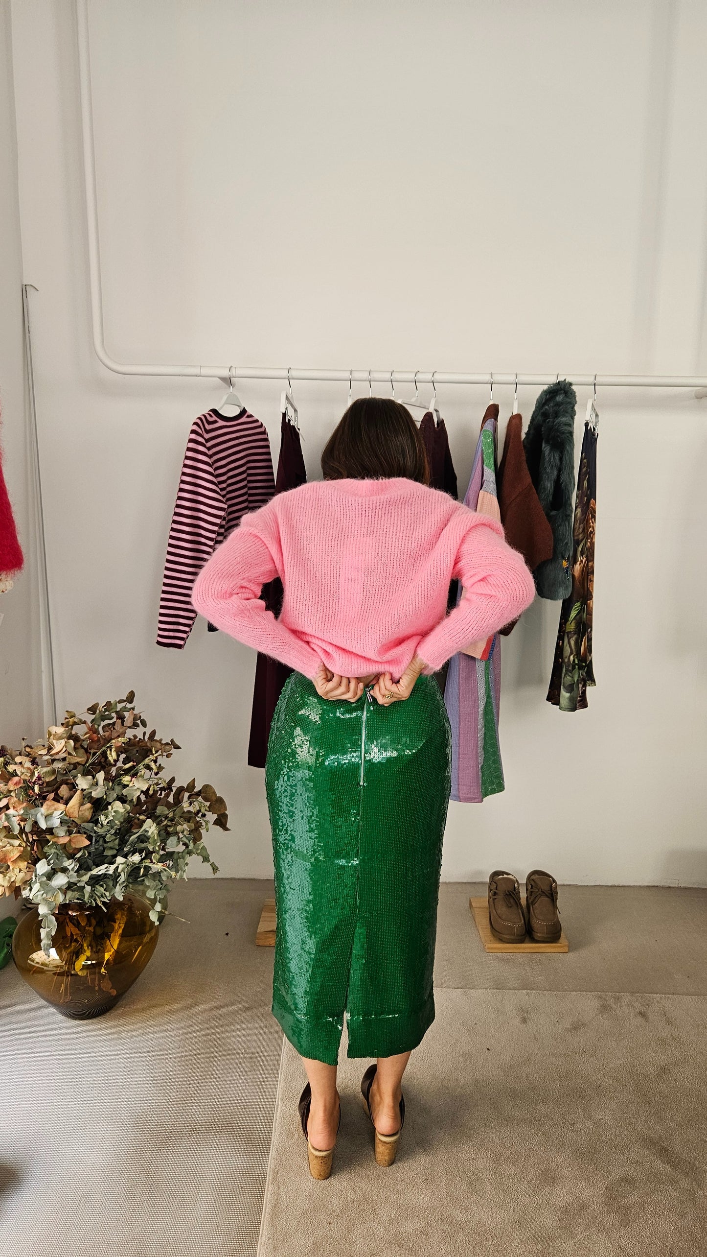 Falda Verde Lentejuelas