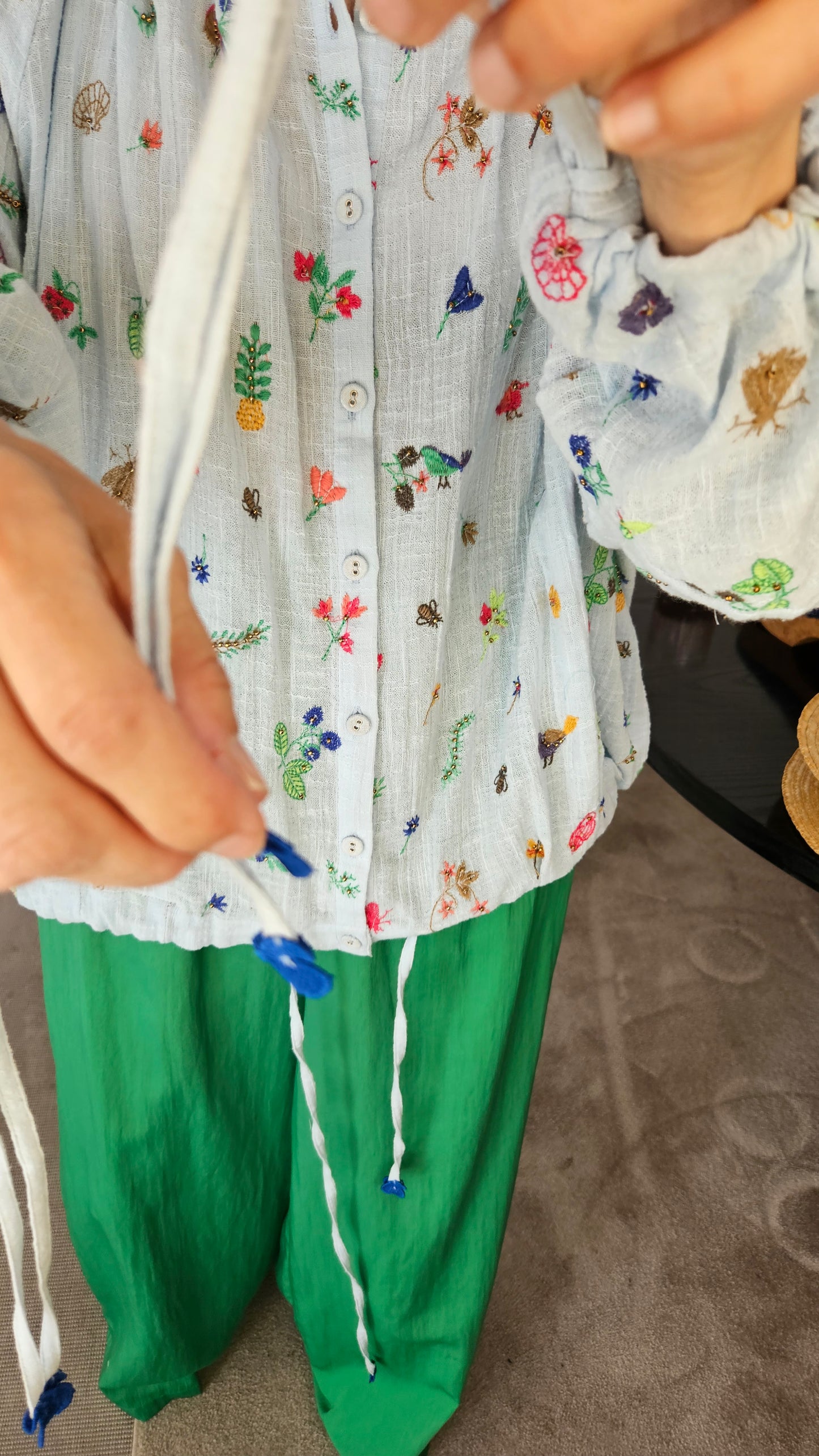 Camisa Azul Bordados ( Da Talla)