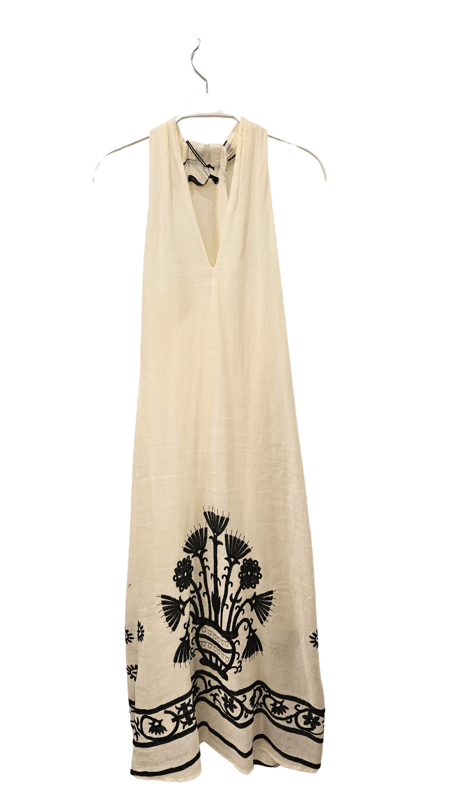 Vestido Crudo Bordado Negro