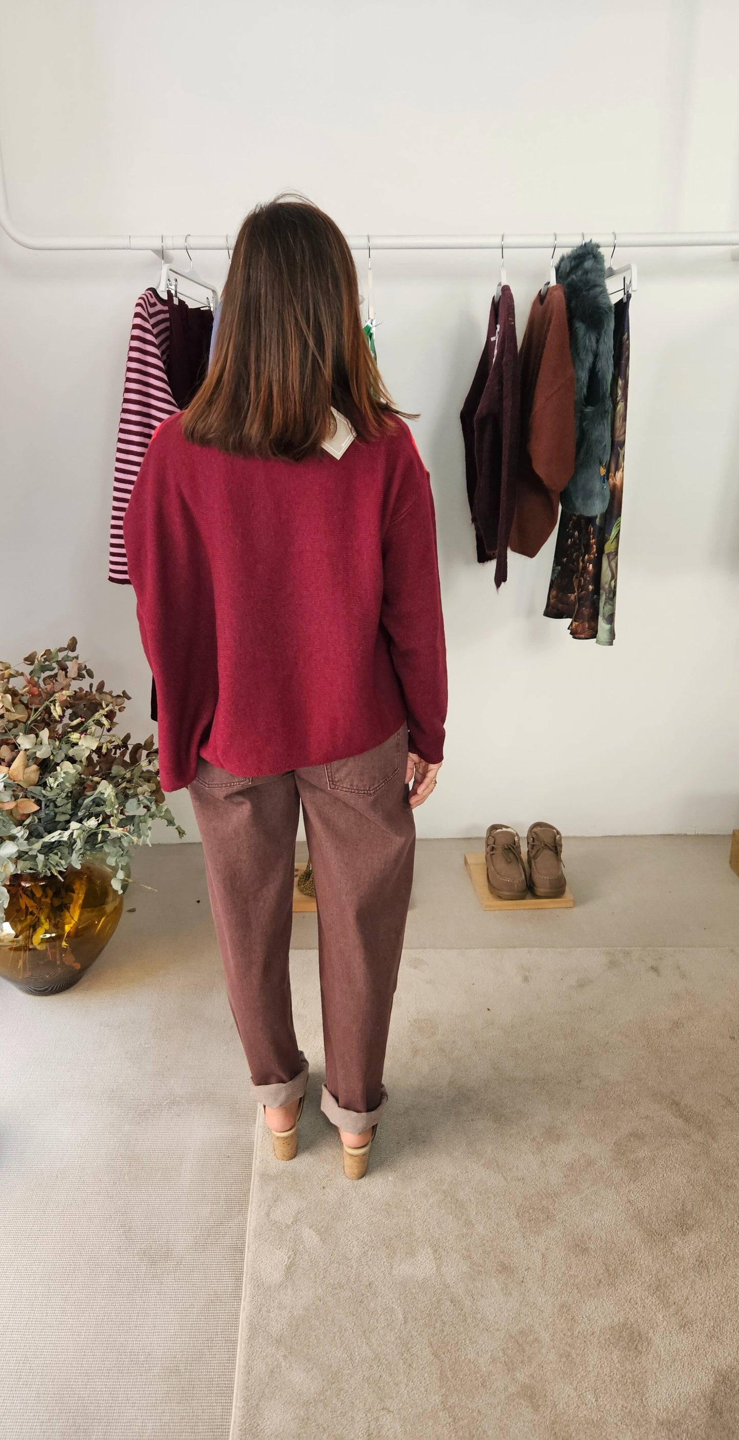 Jersey Asimétrico Rombos Burdeos