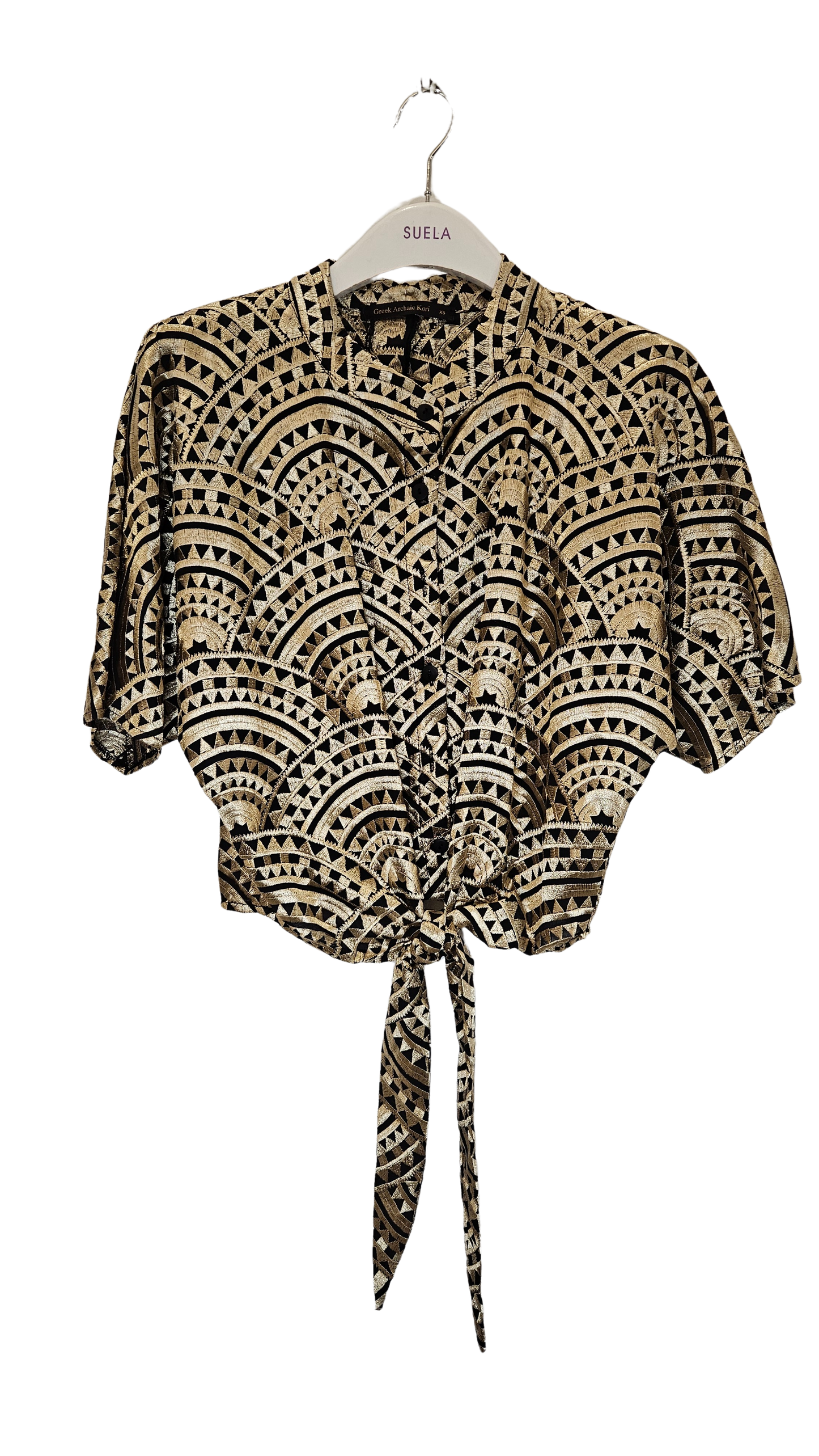 Camisa Nudo Bordado Oro