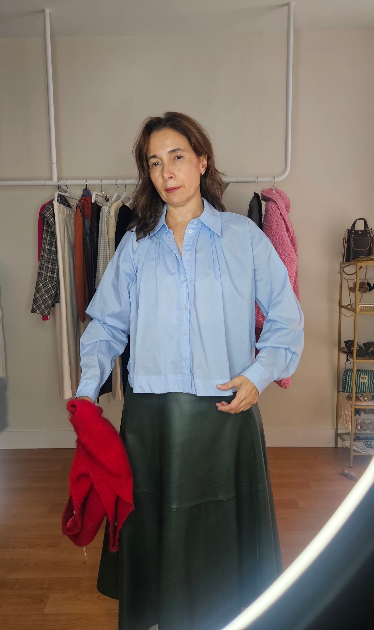 Camisa Azul Pliegues
