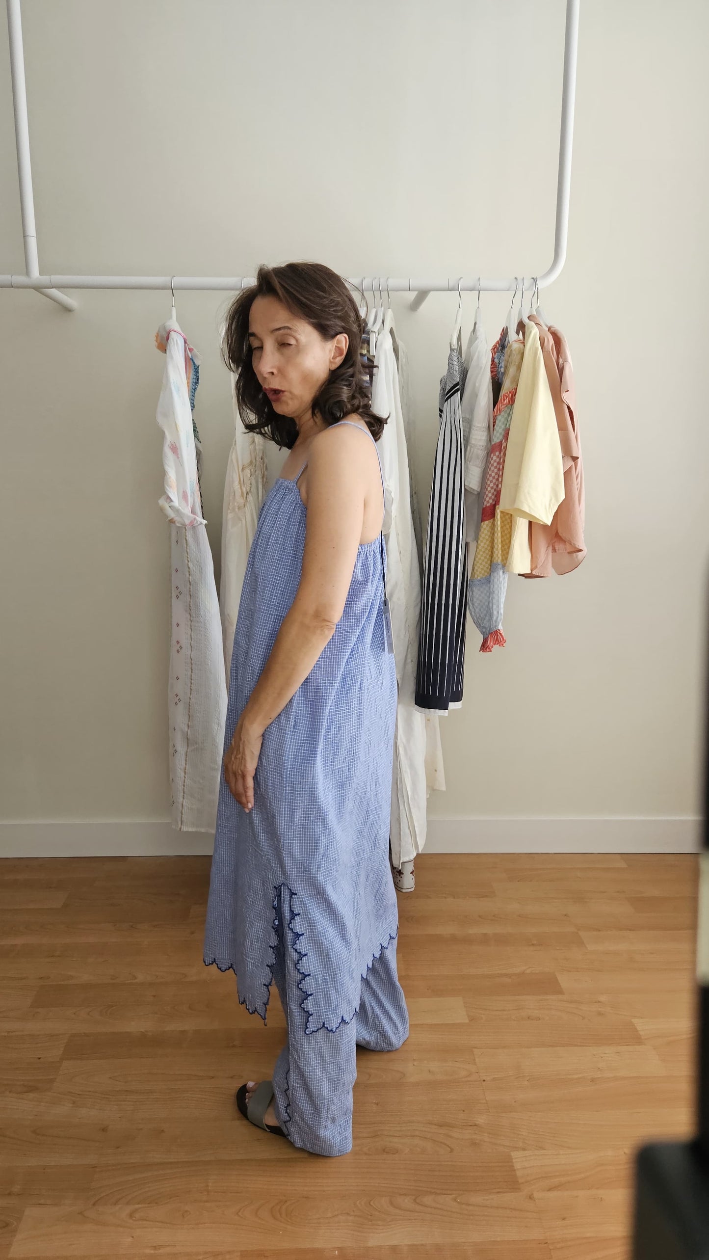Vestido Tirantes Cuadros Azules