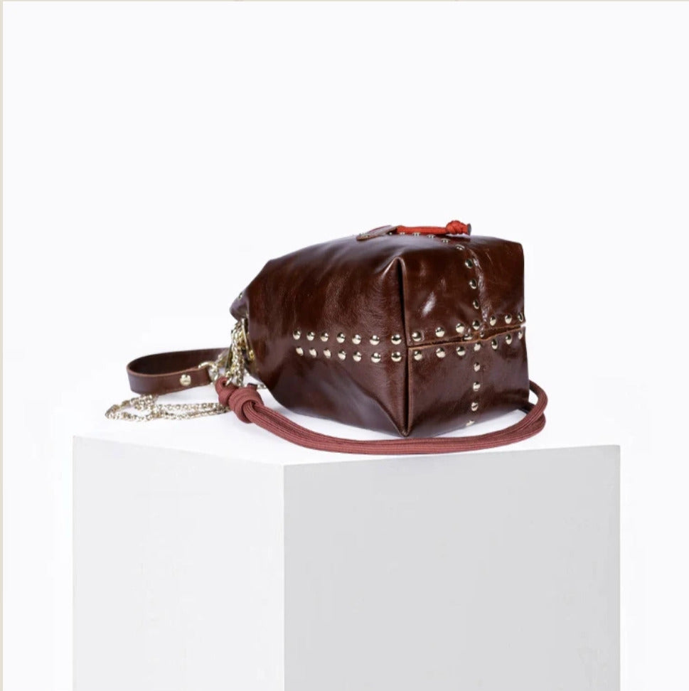 Bolso Bombonera Piel Cordero Color Natural