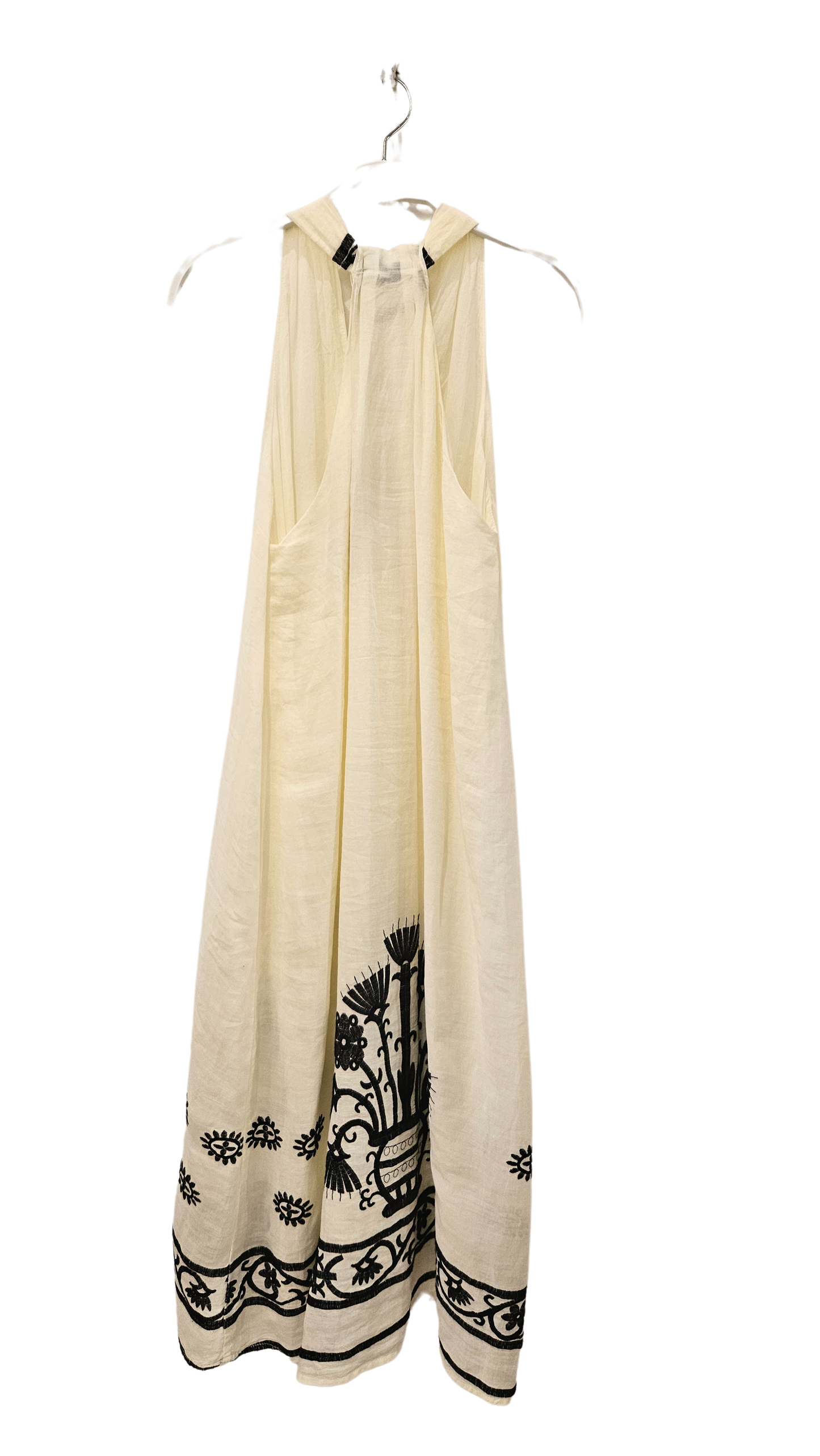 Vestido Crudo Bordado Negro