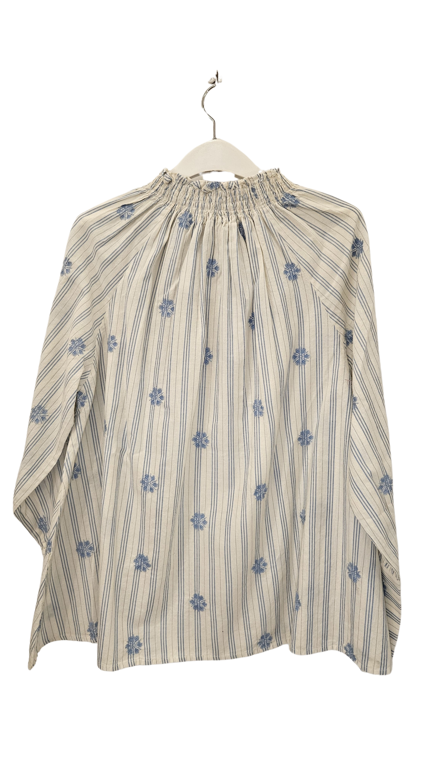 Blusa Rayas y Bordados Azul