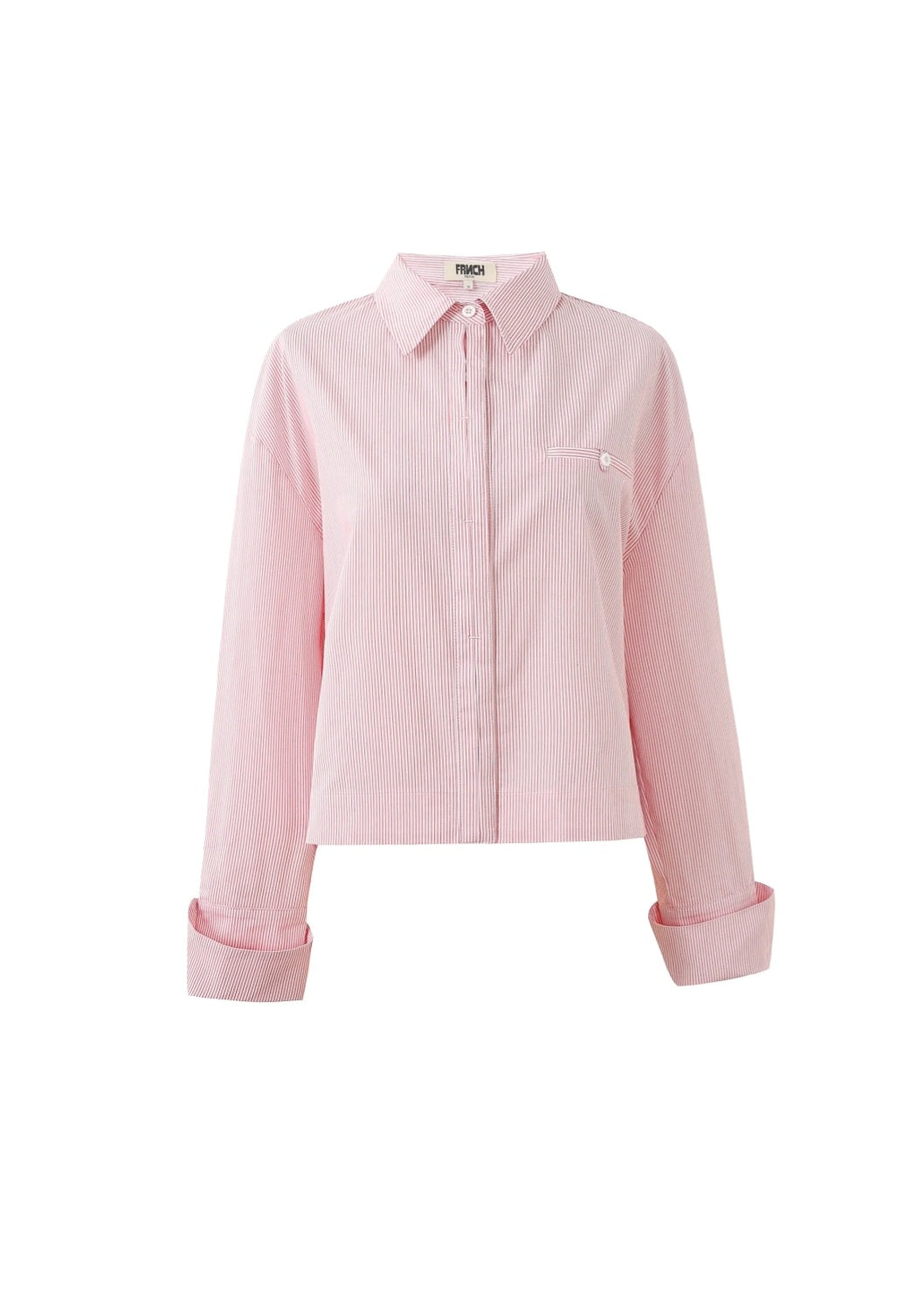 Camisa Rayas Rojas/Rosas Puño Doble