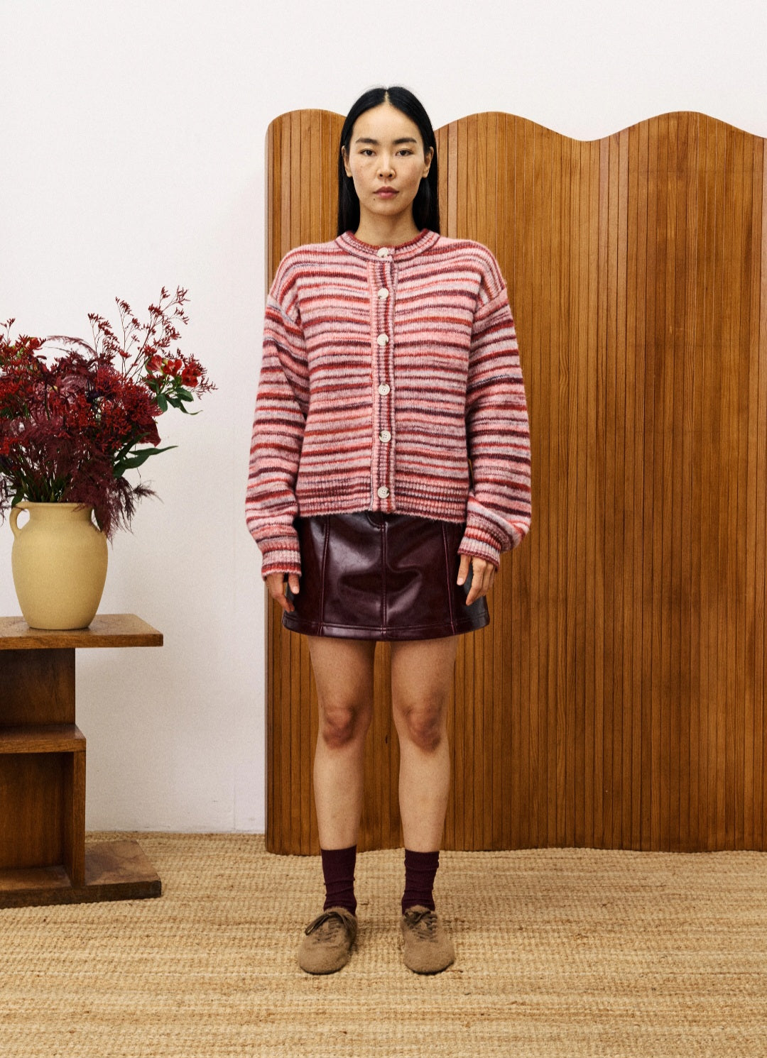 Cardigan Rayas Burdeos