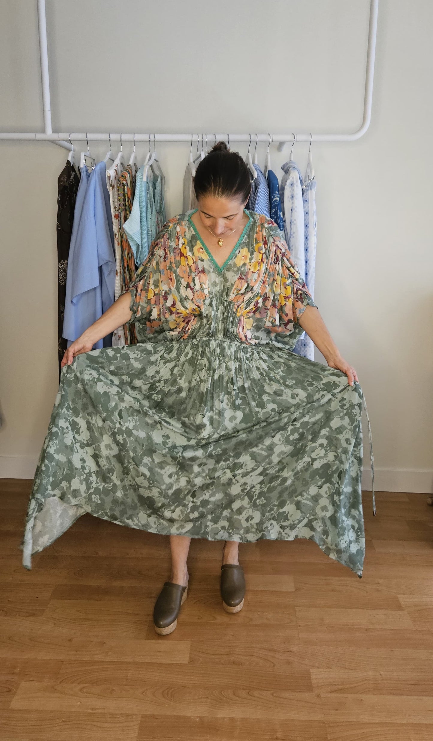 Kaftán Verde Estampado Multicolor (Da talla)