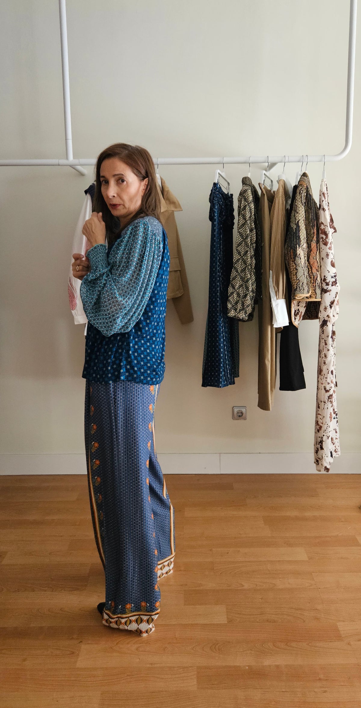 Pantalón Fluido Estampado Azul