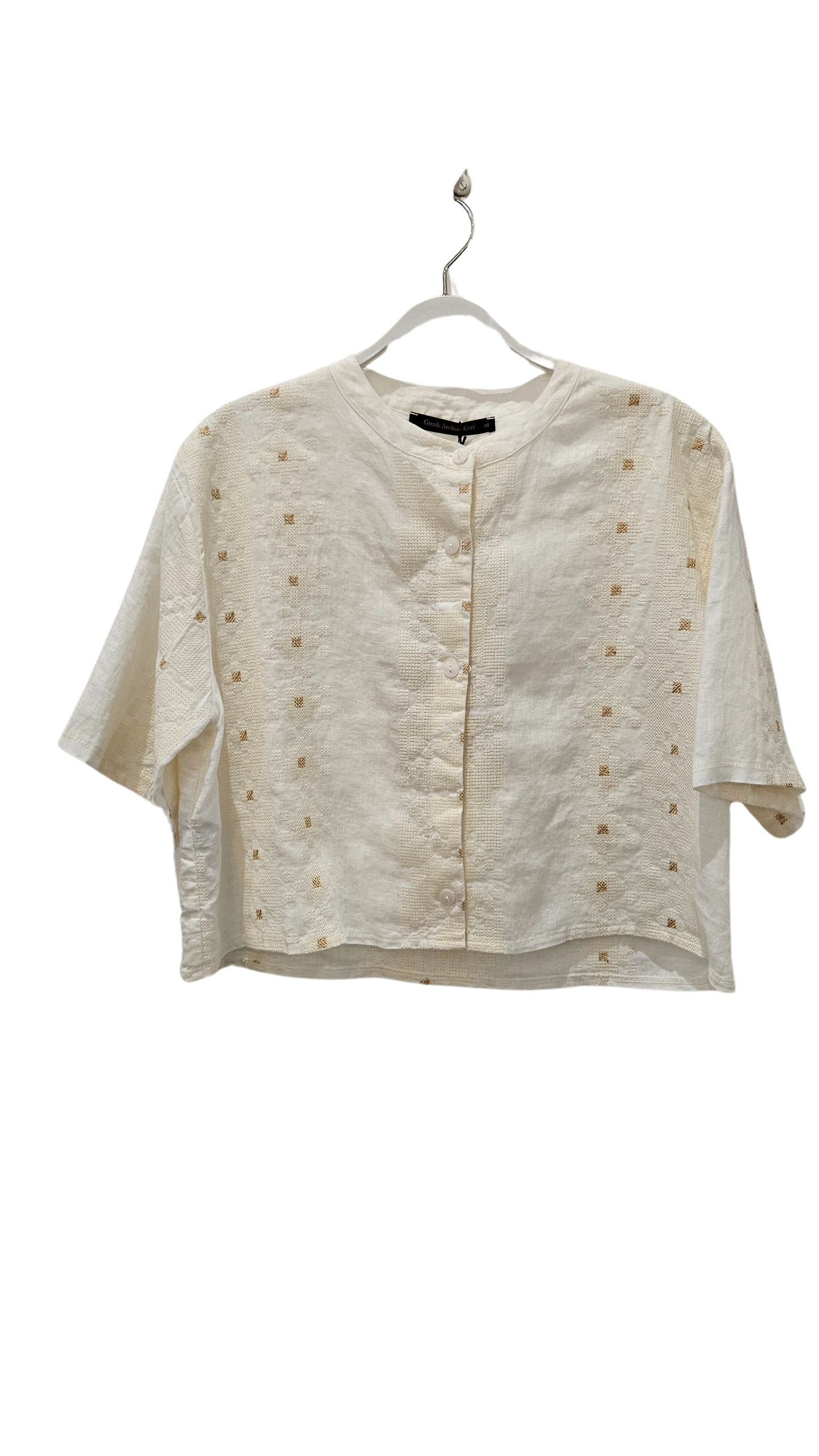 Camisa Corta Bordada Oro