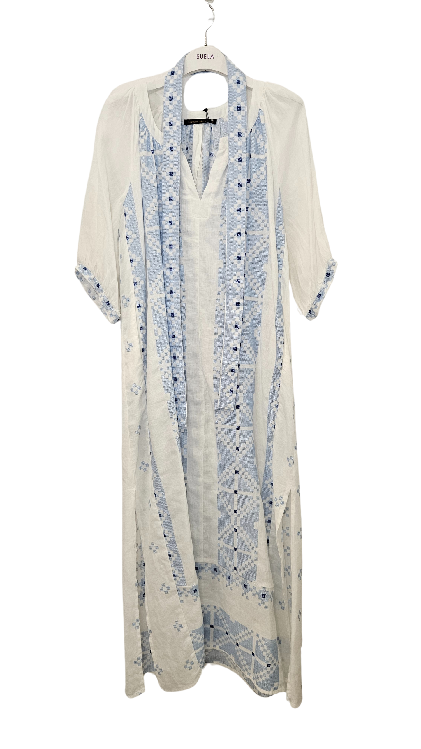 Vestido Mangas Cruz Azul