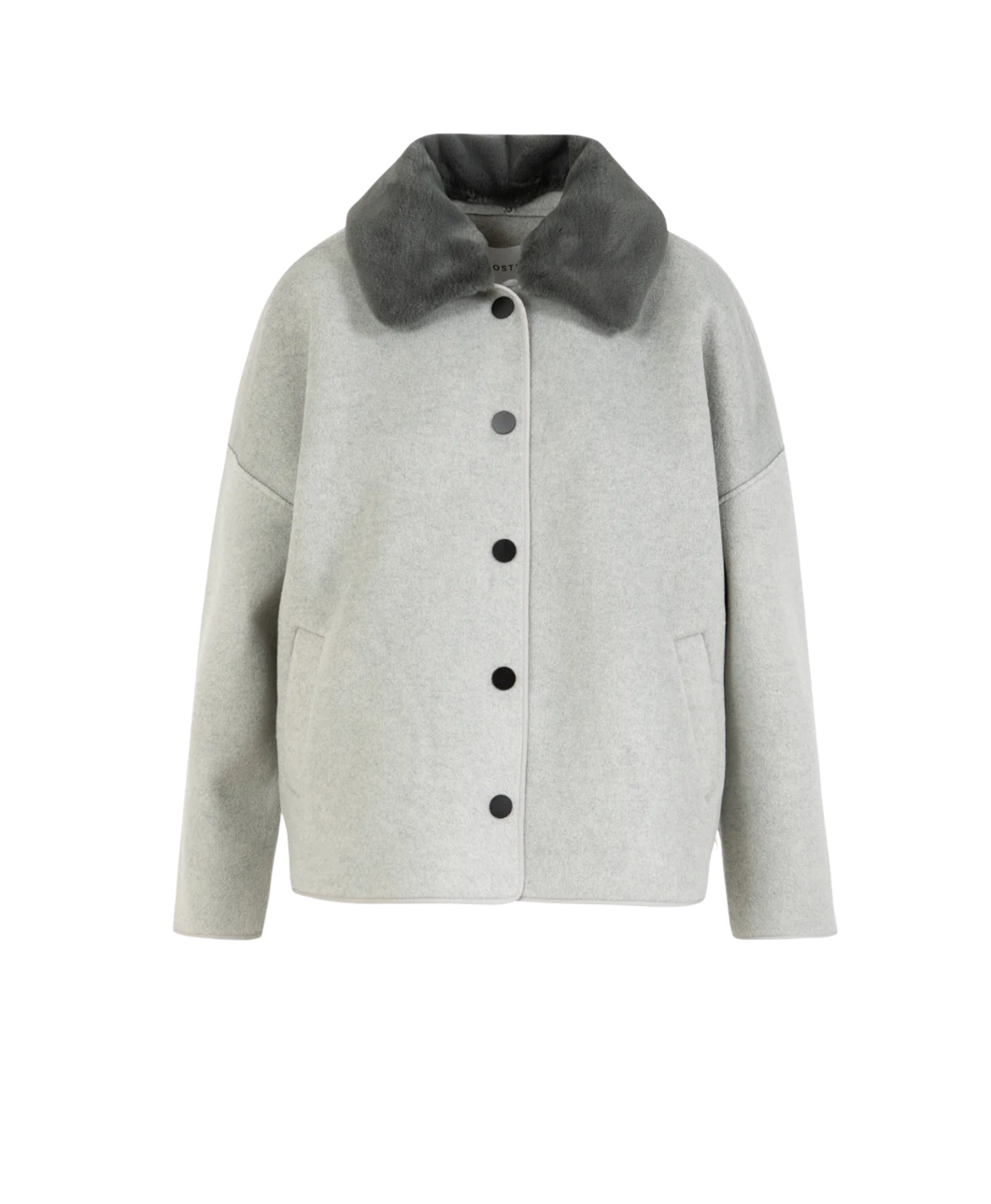 Cazadora Pelo Gris Cuello Desmontable