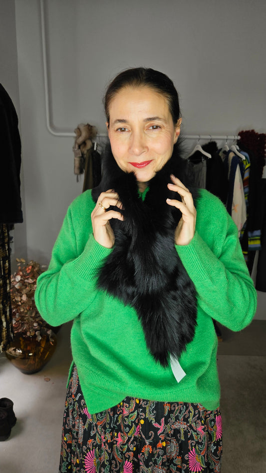 Bufanda Piel Cordero Negra