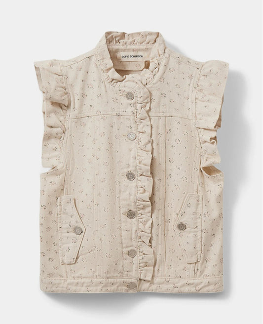 Chaleco Denim Flores (Da talla)