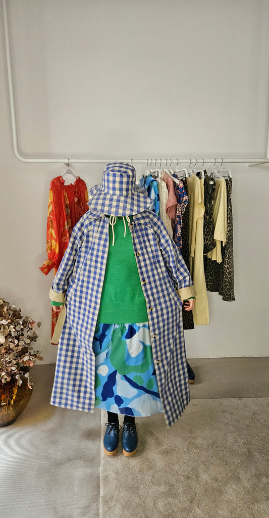 Gabardina Reversible Vichy Azul