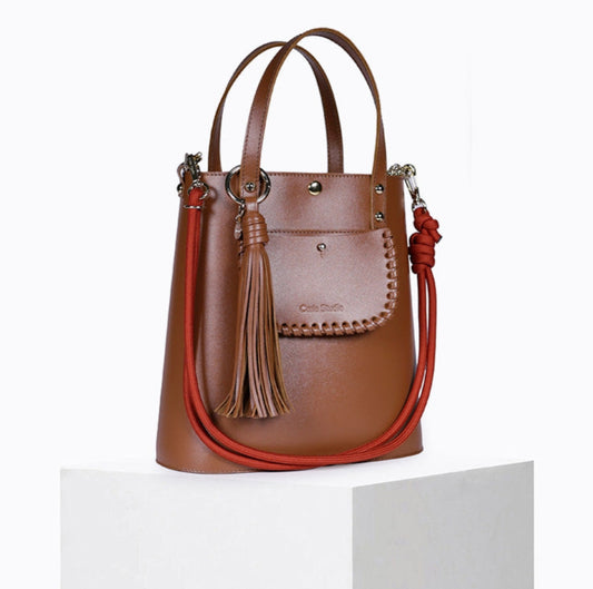 Bolso Midi Cuero Color Camel
