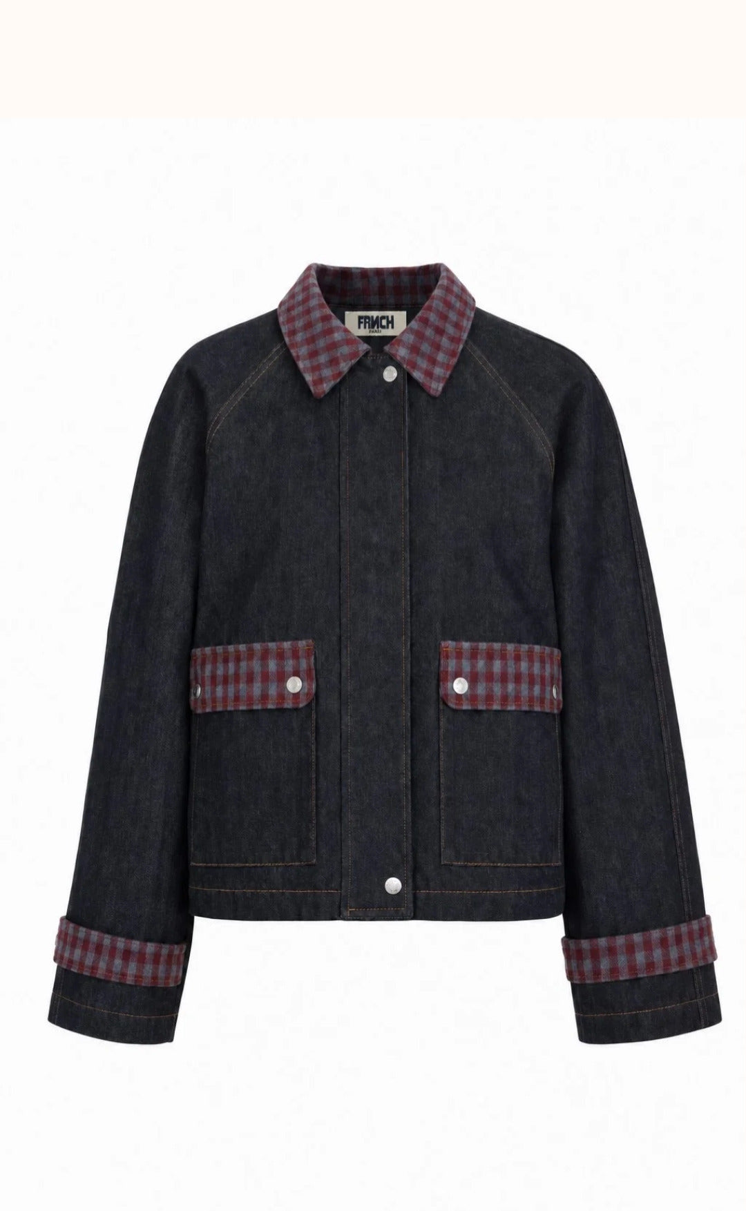 Cazadora Denim Cuello Cuadros