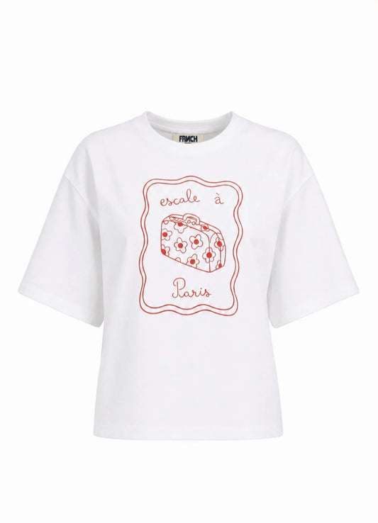 Top Blanco Estampado Rojo