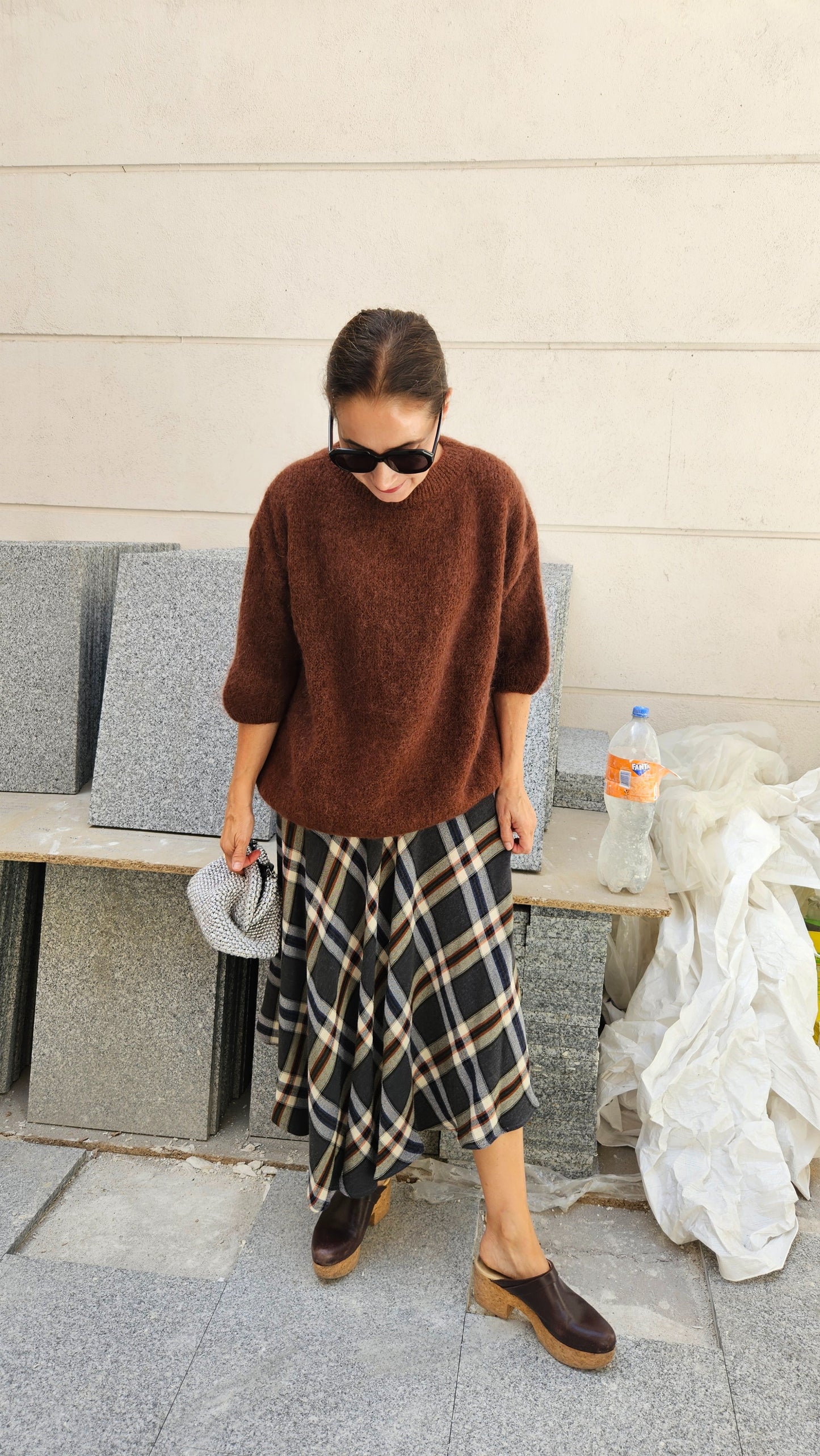 Jersey Mohair Manga Codo Chocolate