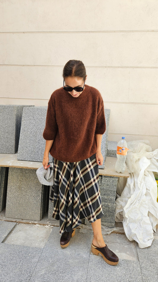 Jersey Mohair Manga Codo Chocolate