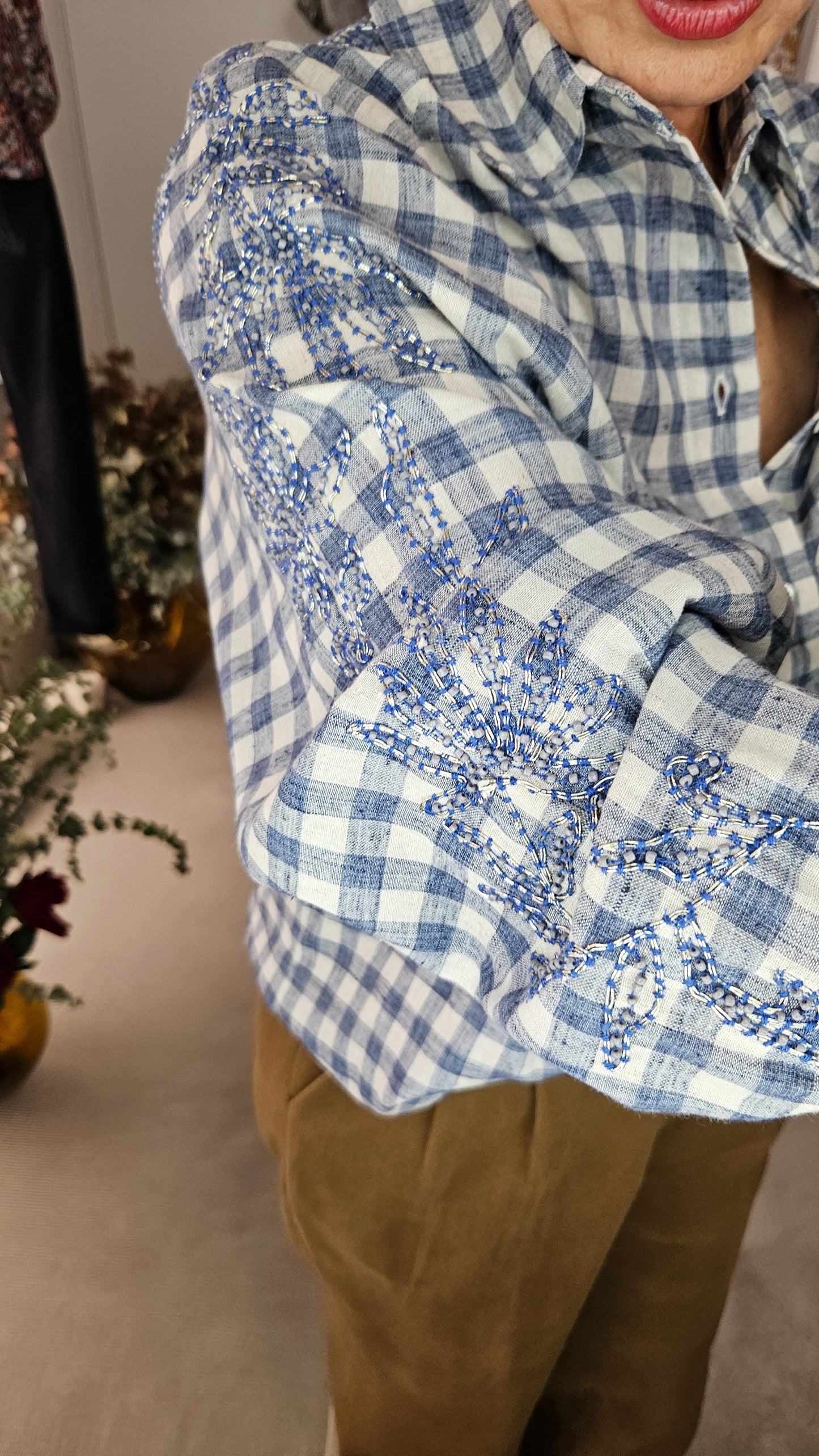 Camisa Cuadros Bordados