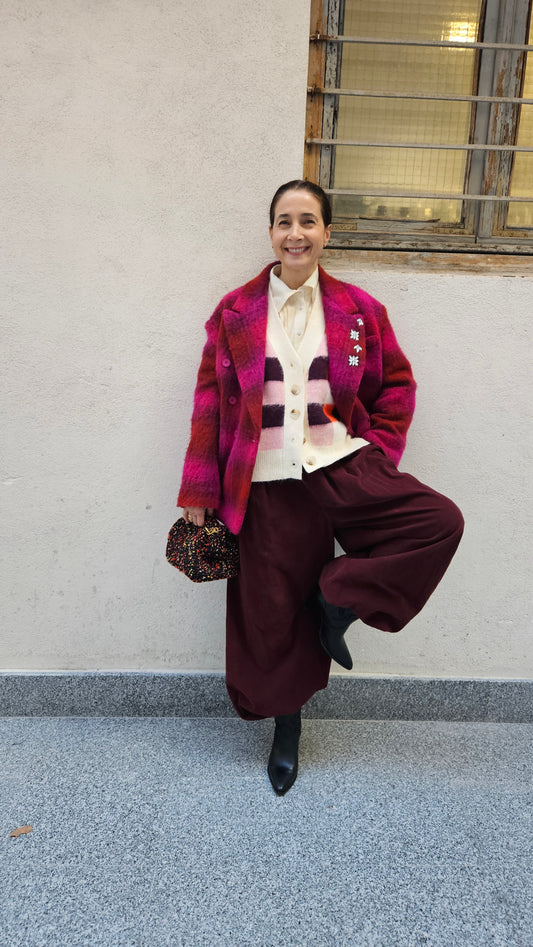 Pantalón Bombacho Pana Burdeos