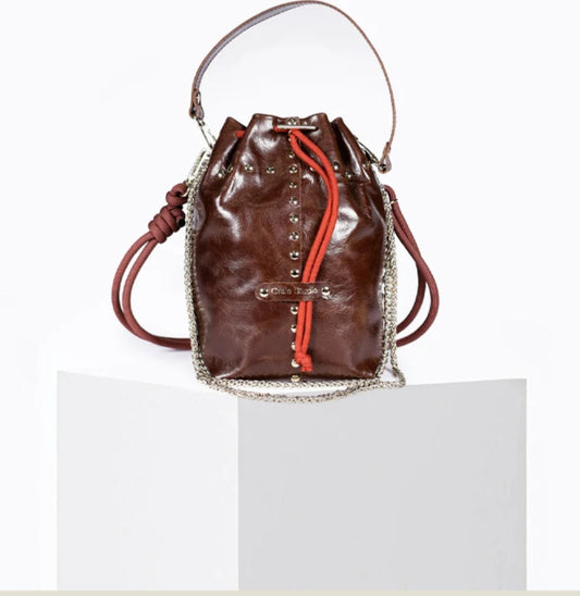 Bolso Bombonera Piel Cordero Color Natural