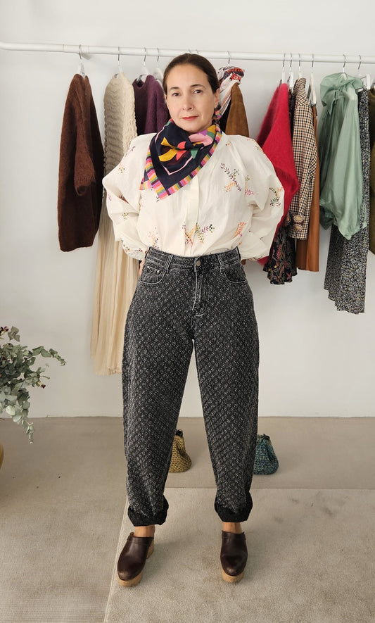 Pantalón Denim Barrel Negro