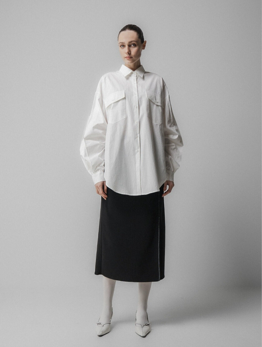 Camisa Blanca Espalda Fruncida