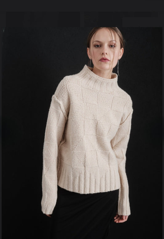Jersey Cuello Chimenea Crema