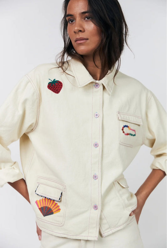 Cazadora Denim Bordada