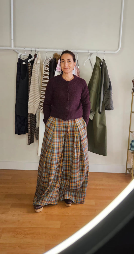 Pantalón Cuadros Pliegues