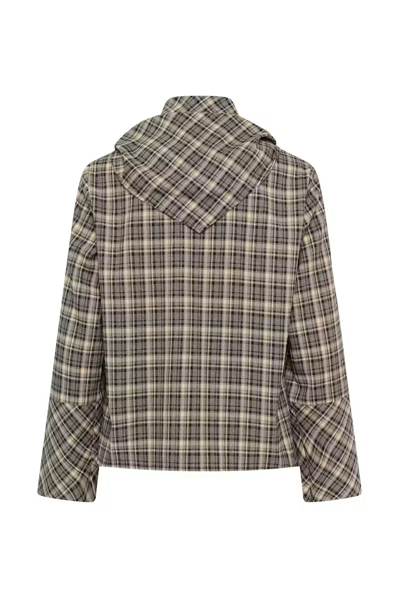 Blusa Fluida Cuadros Gris