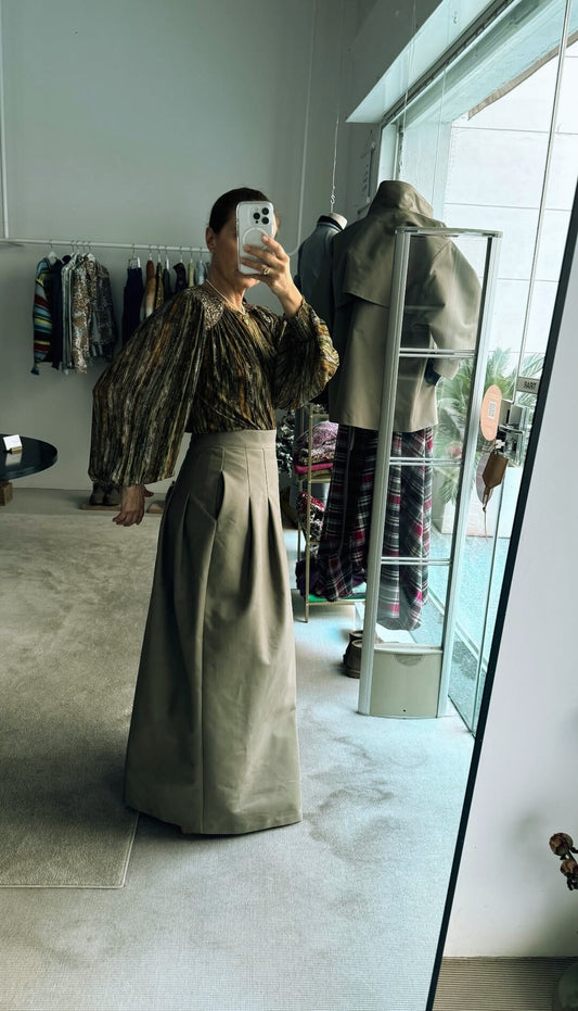 Blusa Lentejuela Estampada Mostaza