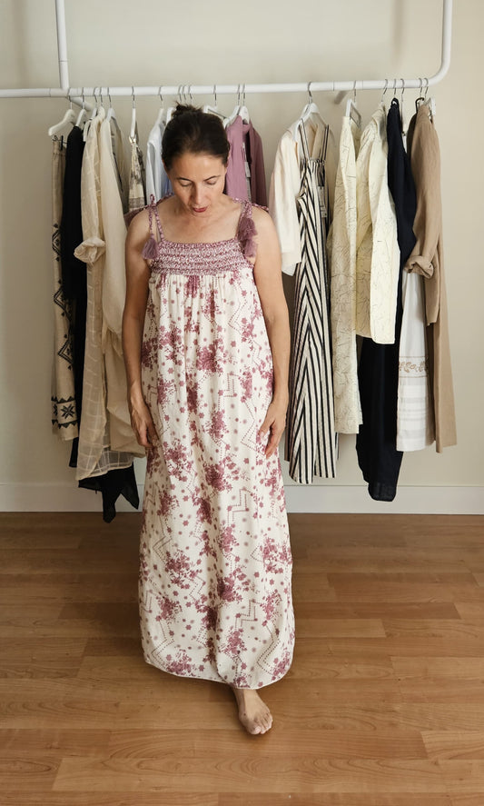 Vestido Antiguo Rosa Inglés Tirantes