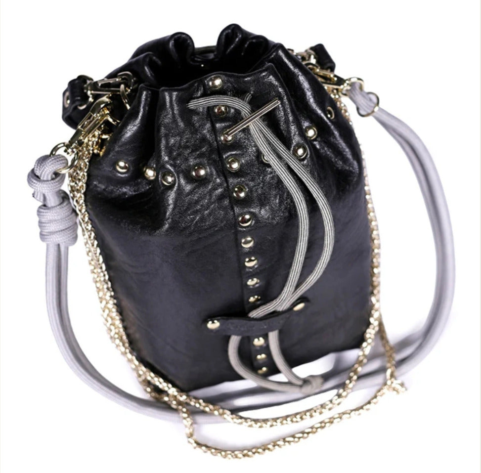 Bolso Bombonera Piel Cordero Negro