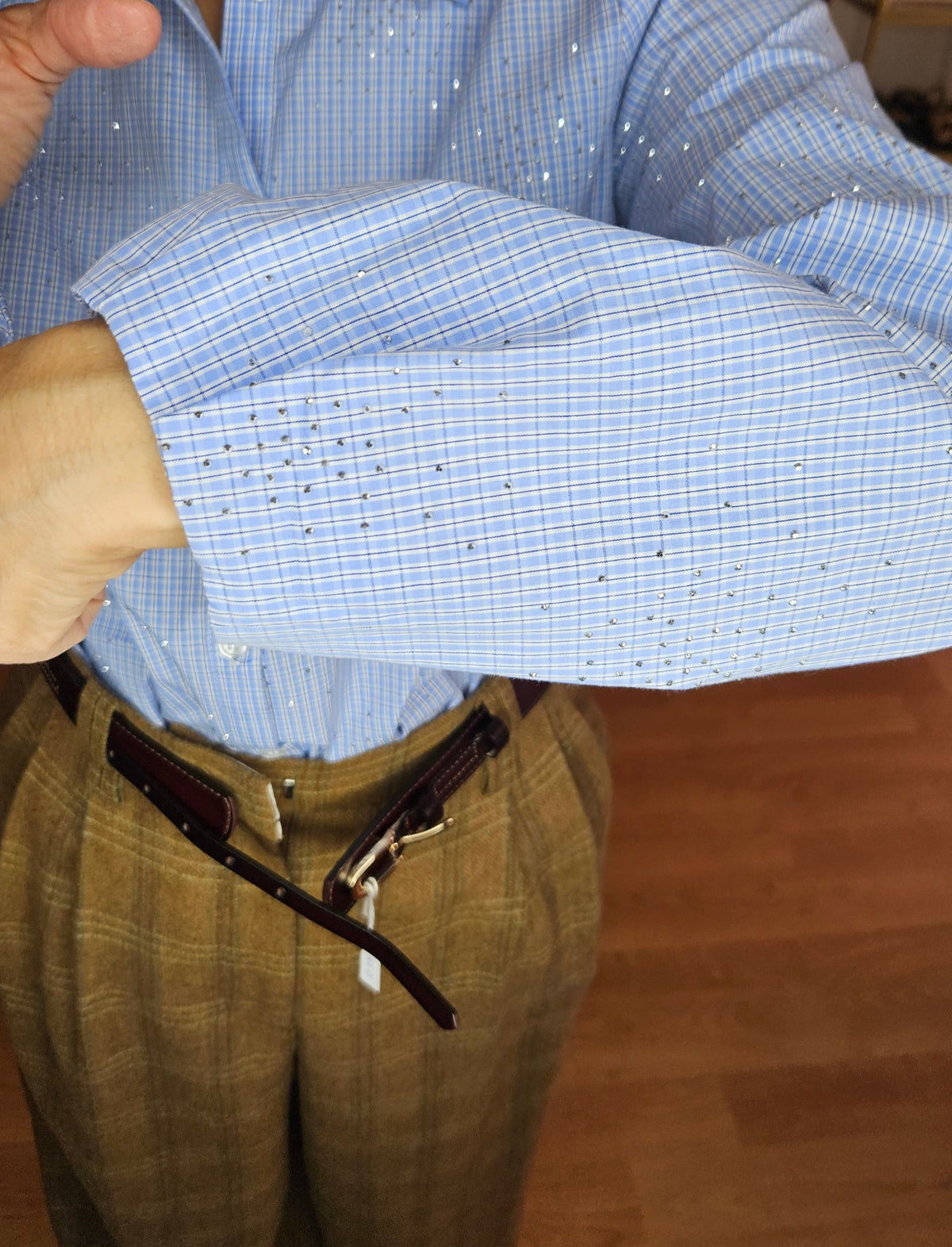 Camisa Cuadros Azul Mini Lentejuelas