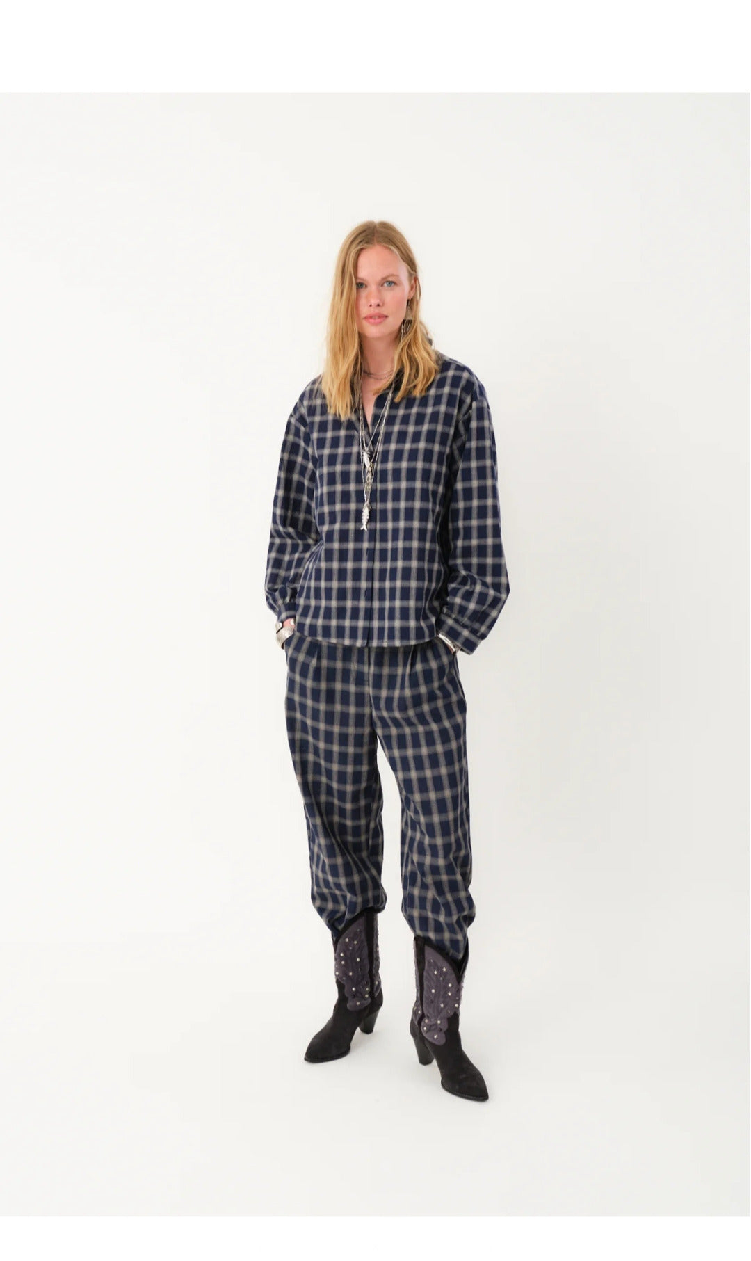 Pantalón Cuadros Azul Marino