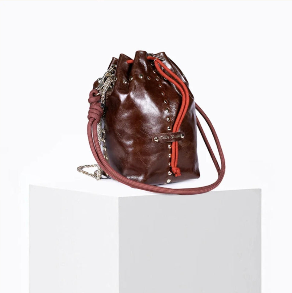 Bolso Bombonera Piel Cordero Color Natural