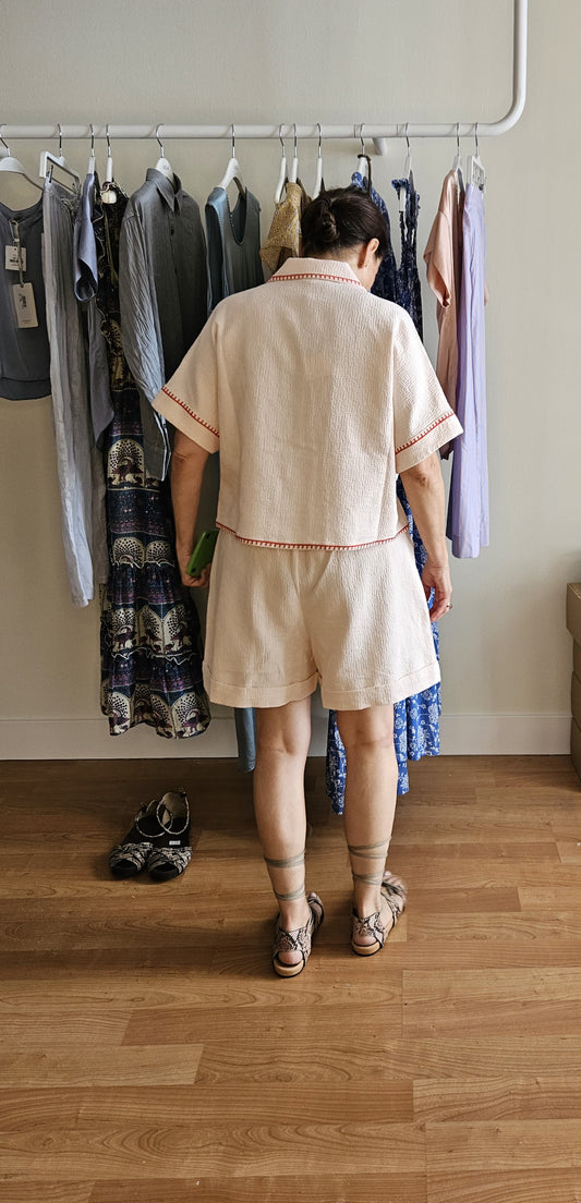 Bermudas Rosas Vivo Rojo Punto Cruz