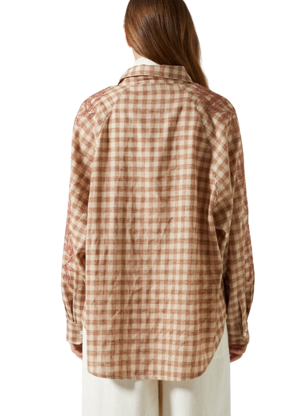 Camisa Cuadros Tostados con Bordados