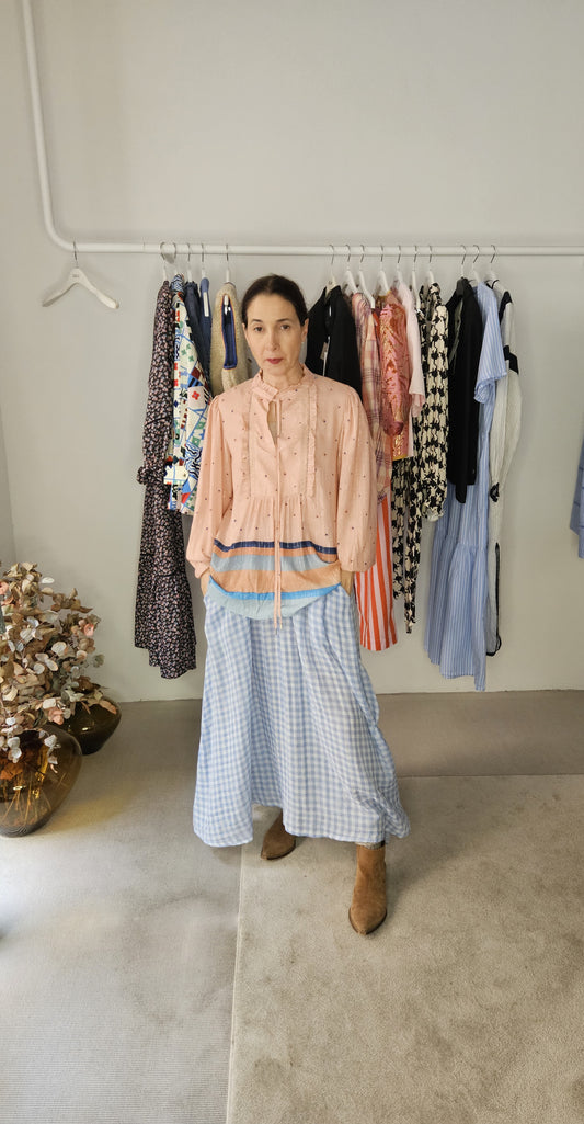 Falda Cuadros Vichy Azul  (Da talla)