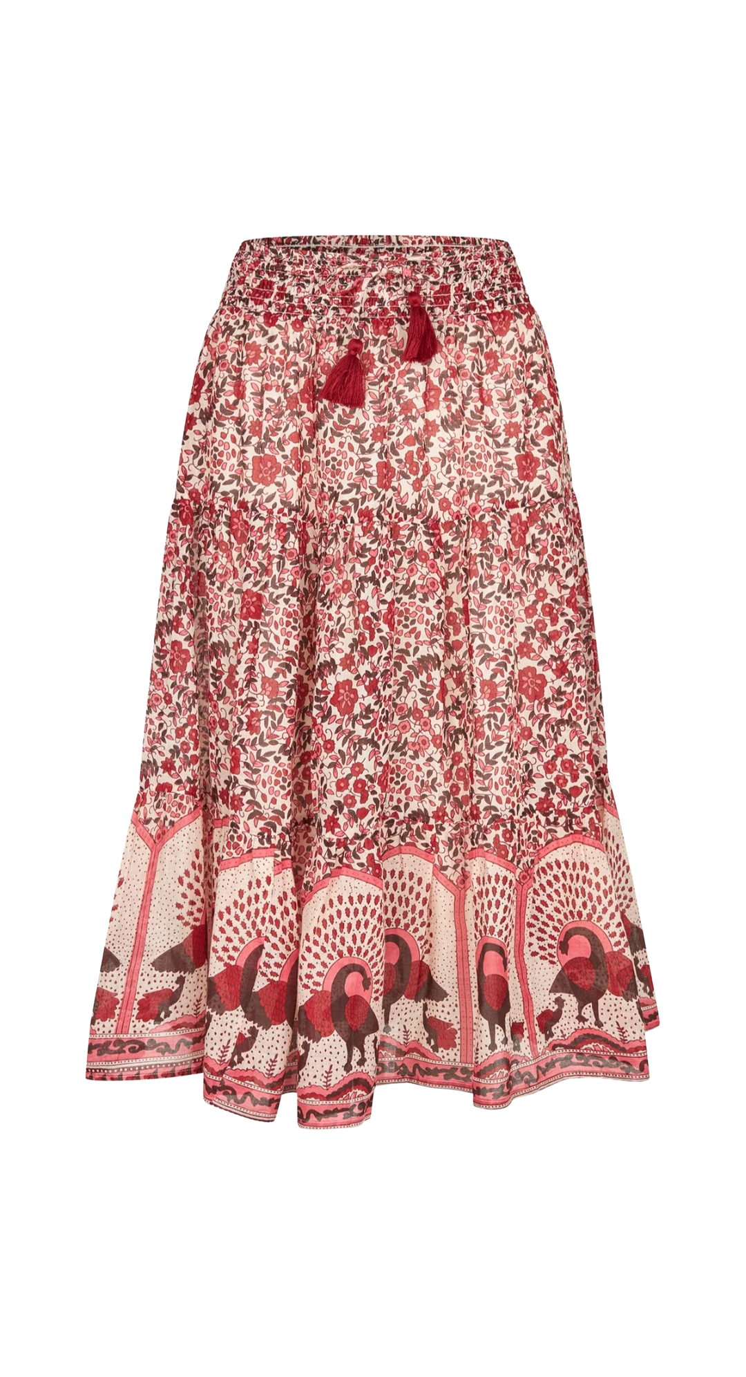 Falda Midi Estampado Rojo (Da talla)
