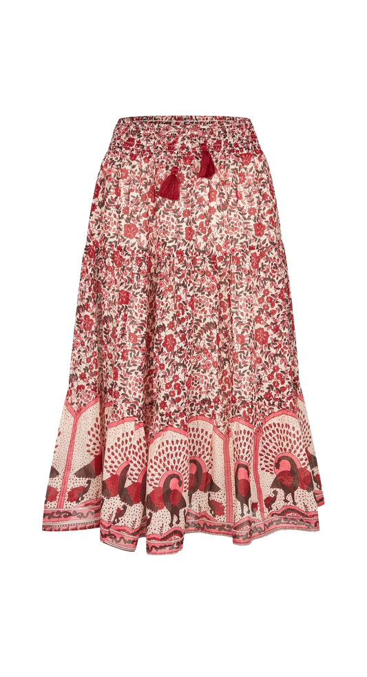Falda Midi Estampado Rojo (Da talla)