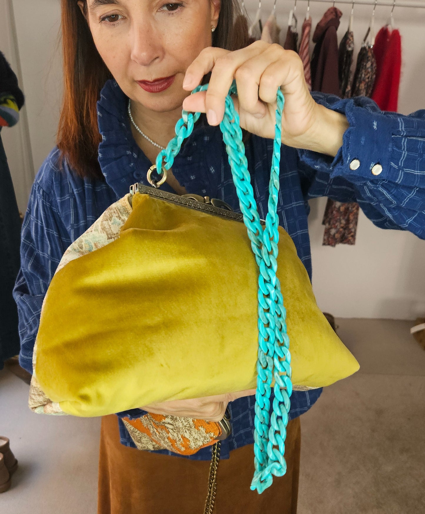 Bolso Estampado Turquesa y Lima