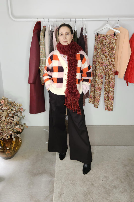 Bufanda Piel Conejo Burdeos